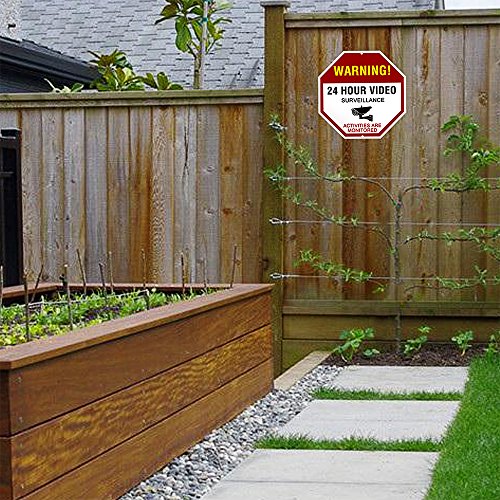 ATBAY Video Surveillance Sign Aluminum Waterproof Indoor Outdoor 24 Hours Security Alert Signs 12"x12" Octagon,(Pack of 2) - Thumbnail 5