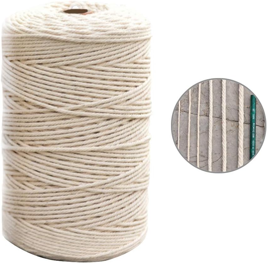 Alious Ciel Premium Macrame Cord Cotton, White Macrame Rope for Wall Hanging DIY Craft Making Wall Plant Hanger Bohemia - 3 MM