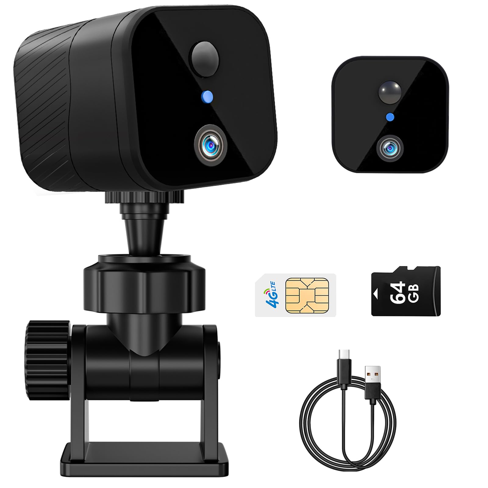 Photo 1 of 4G LTE Cellular Security Camera, Small 2K HD Wireless No WiFi Needed IR Night Vision PIR Motion Detection 90-Day Battery Life Portable Compact Mini Camera Built-in Sim Card (with 64GB SD Card)