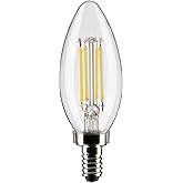 Satco S21273 - LED B11 Candelabra Light Bulb, 5.5W, Warm White, Clear, 120V, E12, 6 Pack