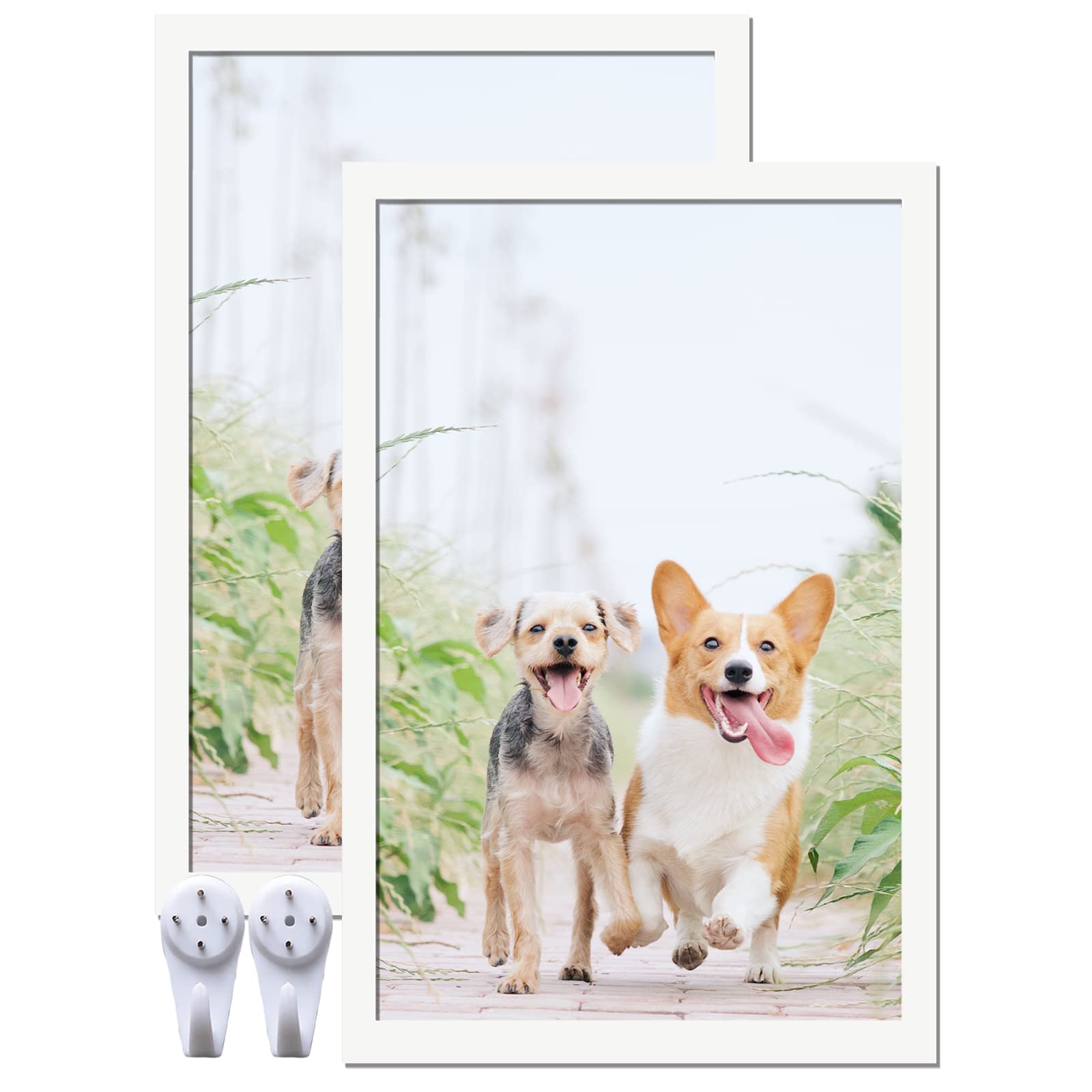 icariery 11x17 Picture Frame Set of 2, White Photo Frames High Transparent Wall Gallery Desktop Horizontal Vertical for Canvas Collage Photo Poster Certificate 11 x 17 inches