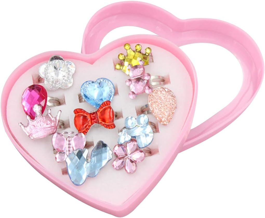 yeesport 10PCS Ring Pretend Jewelry Toy Kids Rings Set Cartoon