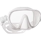 SCUBAPRO Ghost Scuba Dive Mask, Low-Volume Frameless Design w/Ultra Clear Single Lens, Silicone Skirt and Easy-Adjust Strap Buckles, White