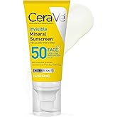 CeraVe Invisible Mineral Sunscreen SPF 50, Face Sunscreen for Sensitive Skin With Zinc Oxide & Titanium Dioxide, Vitamin E + Niacinamide + Ceramides, Oil Free, Travel Size 1.62 oz