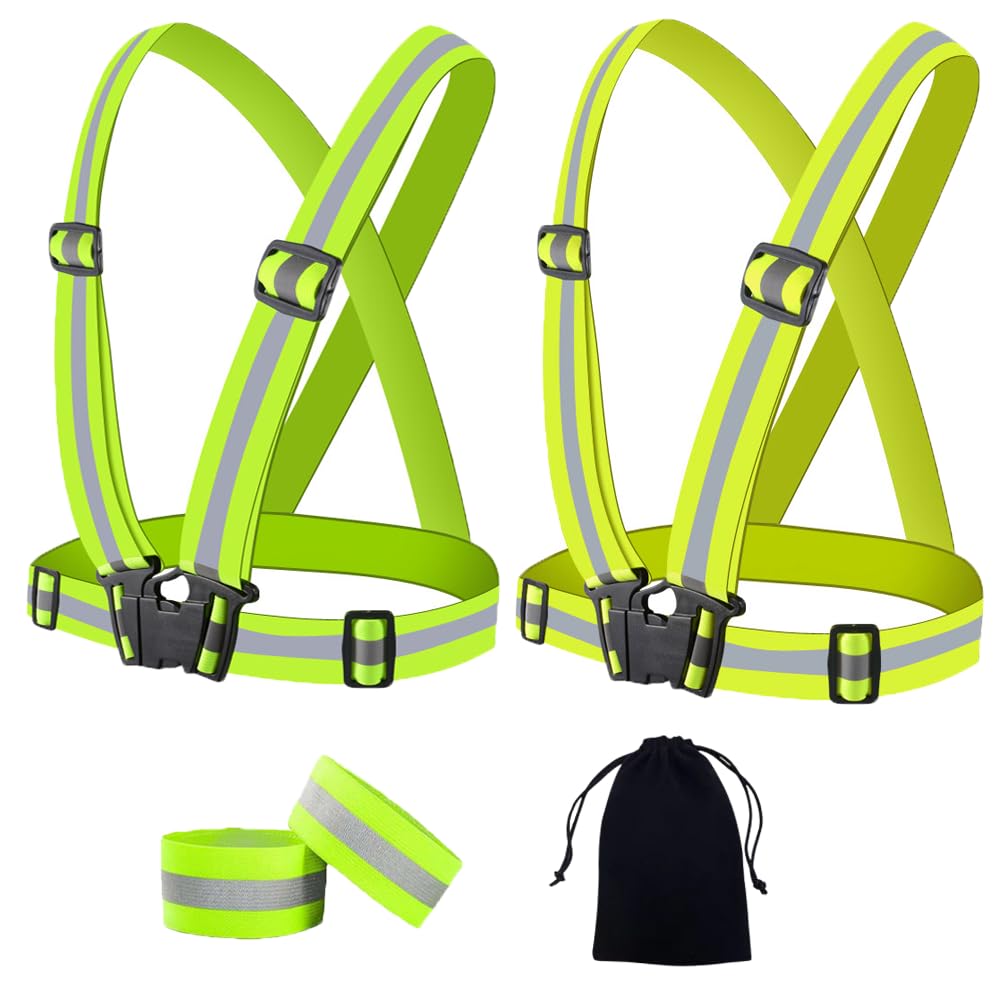 BOZEVON Unisex Reflective Safety Vest for Adults & Kids - High Visibility Led Reflective Safety Vest Lightweight and Adjustable Suitable for Running, Dog Walking, Hiking, Jogging, Package 5