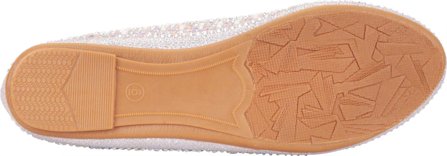Cambridge Select Women's Round Toe Glitter Crystal Rhinestone Slip-On Ballet Flat,8 B(M) US,Silver Glitter - Image 4