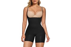 SHAPERX Women's Bodysuit Tummy Control Shapewear Open Bust Thigh Slimmer Seamless Body Shaper