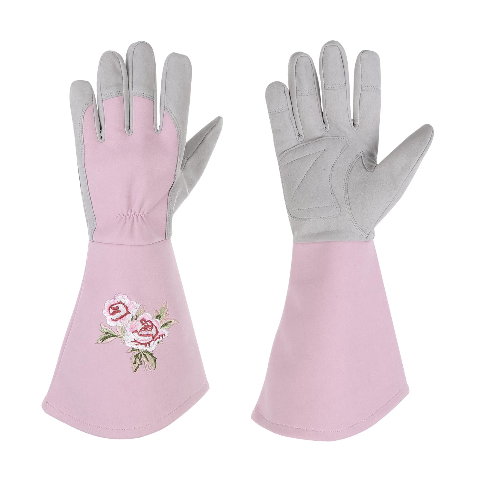 PATIKIL Women Gardening Gloves Thorn Proof, Large Extra Long Leather Garden Gloves Rose Pruning Gloves for Planting Pruning Digging, Light Purple