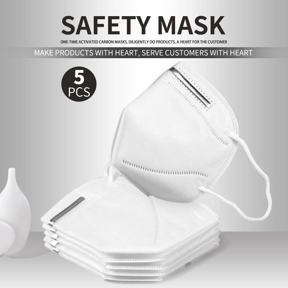 5 PCS N95 Masks, PM 2.5 Dustproof Against Dust, Pollution, Particle, Pollen, Smoke, Safety