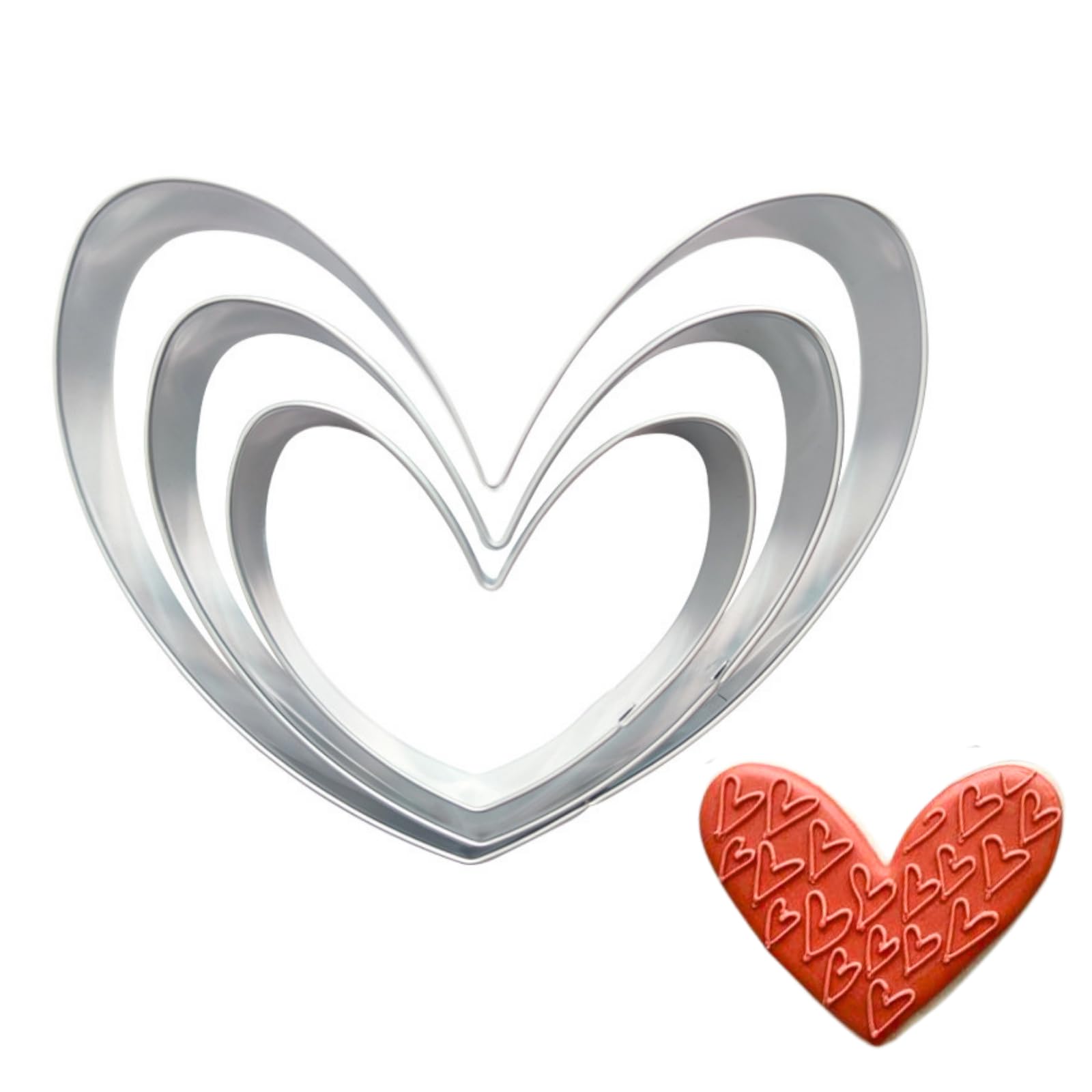 PTaizjjz Heart Cookie Cutters,3PCS Stainless Steel Heart Cutters for Valentine's Day - 12.5cm,10cm,7.5cm
