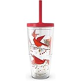 Tervis Christmas Cardinals Made in USA Double Walled Insulated Tumbler Travel Cup Keeps Drinks Cold & Hot, 24oz with Straw Lid, Classic