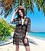 Summer Beach Cover Ups for Women V-Neck Sexy Lace Tunic Oversize Loose Swimwear Swimsuit Bikini Dress Black