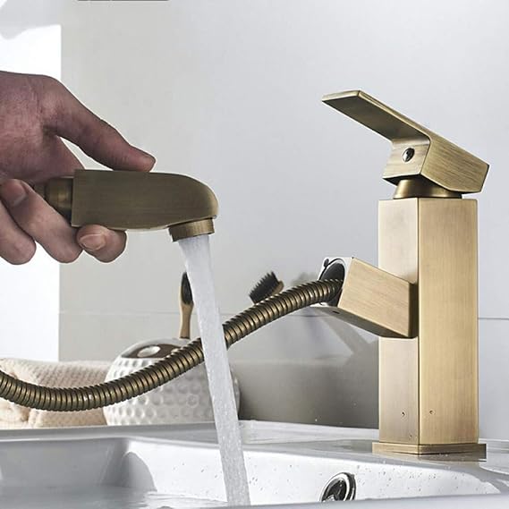 ZHEN Vanidad Grifo de baño Latón Antiguo Extractor de lavabo Mezclador