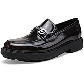 Men's Luxury Genuine Leather Dress Loafers Shoes, Casual Formal Buckle Slip on Loafers Moc-Toe Business Dress Shoes Party Wedding Slip-on Loafer for Mens