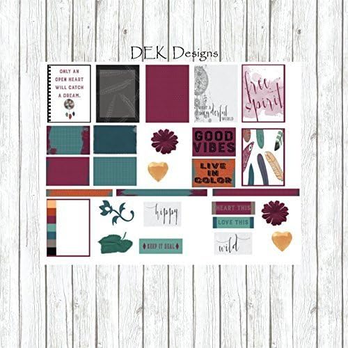Planner stickers, calendar stickers, "Boho", sized to fit most planners. Boxes are 1.5" x 2.0" and 1.5" x 1.0". Kiss cut, just peel and stick.