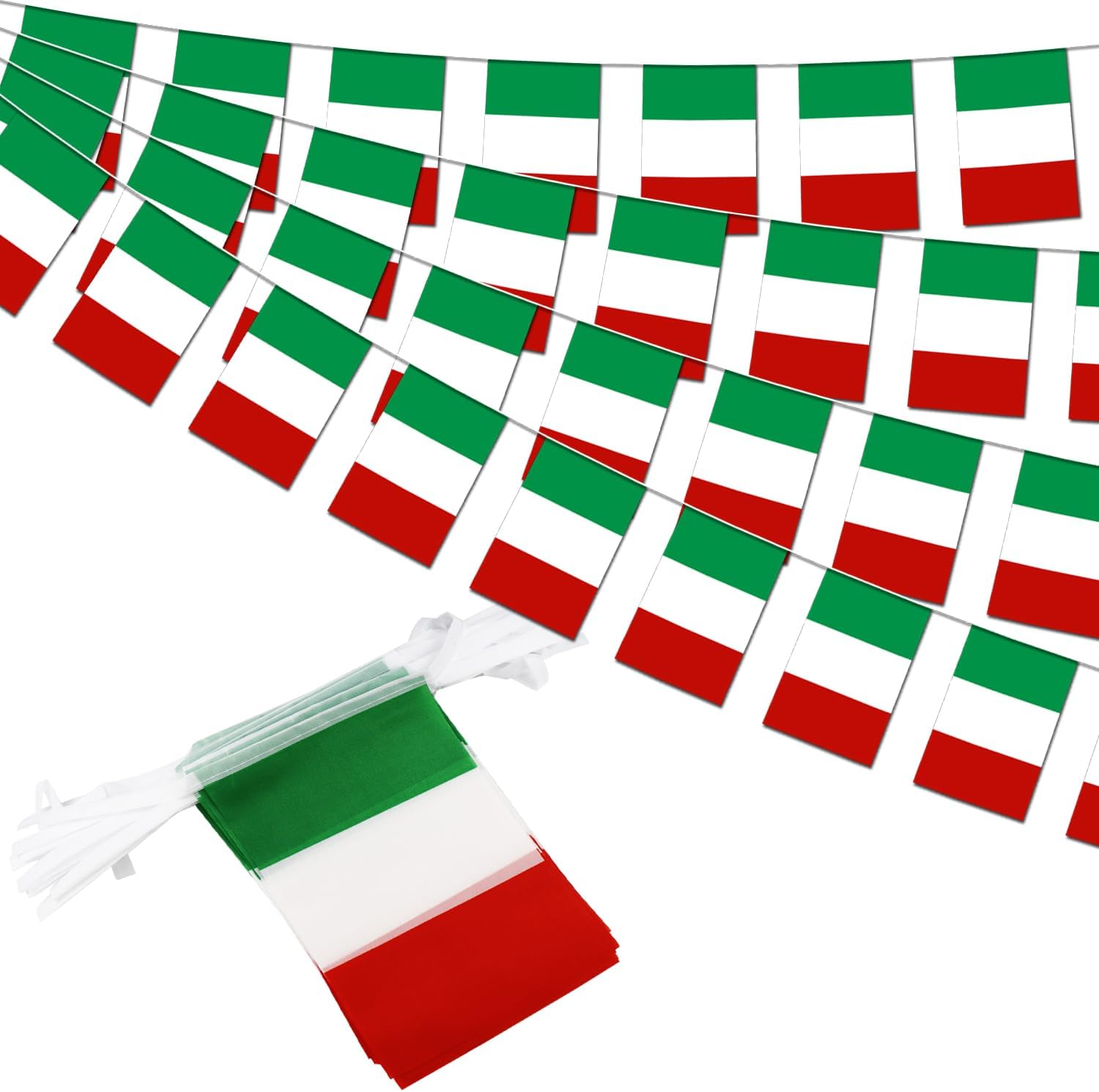 Flags - Italy String Flag Pennant Banner - 38 Flags, 42 Feet Small Mini Italian Flags Bunting Banner for Country Decoration, School, Party, Sports Events