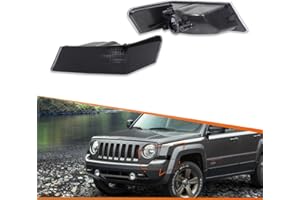 ADIIL Front Parking Light Turn Signal Directional Lamp Kit For 07-17 Jeep Patriot,Smoked Lens Driver Left+Passenger Right