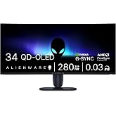 Alienware 34 Gaming Monitor AW3426DW, UWQHD QD-OLED, 280Hz, 0.03ms, G-SYNC | DisplayHDR True Black 500, 1,500,000:1 Contrast, 99% DCI-P3, USB-C 15W, 2 HDMI 2.1, 1 DP 1.4, VESA 100x100