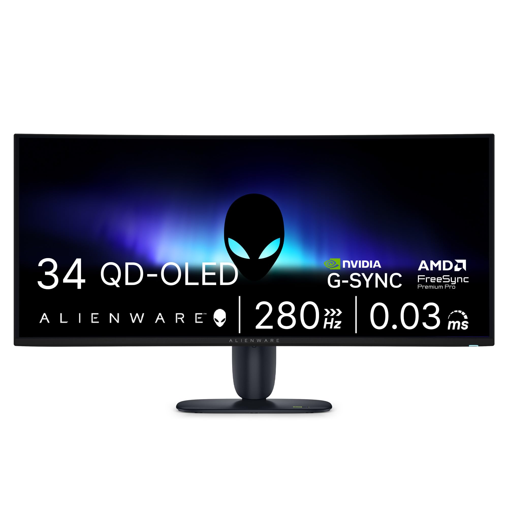 Alienware 34 Gaming Monitor AW3426DW, UWQHD QD-OLED, 280Hz, 0.03ms, G-SYNC | DisplayHDR True Black 500, 1,500,000:1 Contrast,