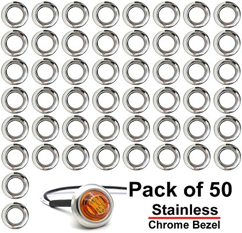 (Pack of 50) Madcatz 304 Stainless Steel Cover for 3/4" Inch Mount Clearance Bullet Marker Lights, Side LED Marker Lights (Light not Included)