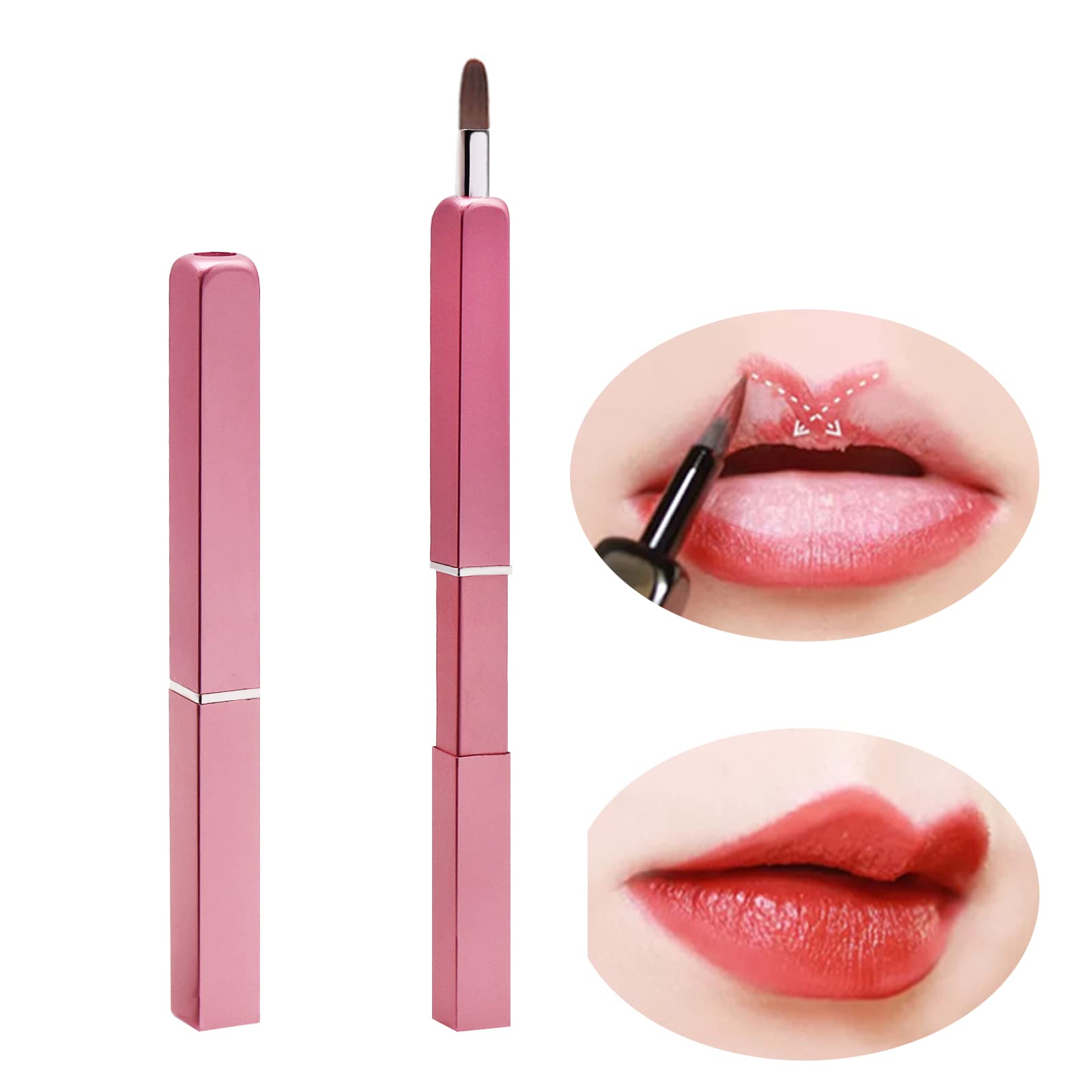 Photo 1 of Professional Lip Brush Applicators, Exquisite Retractable Lipstick Brushes for Women, Portable Lipstick Gloss Makeup Brush Tool for Girls (Pink)