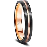 Greenpod 4mm Tungsten Wedding Bands for Women Men Blue/Rose Gold Plated Engagement Rings High Polish/Brushed Finish Grooved Comfort Fit Size 4-12