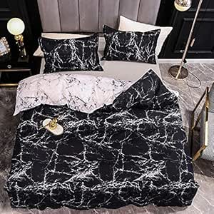 KJHYUI Ropa De Cama De Color Blanco Y Negro, Juego De Funda Nórdica con