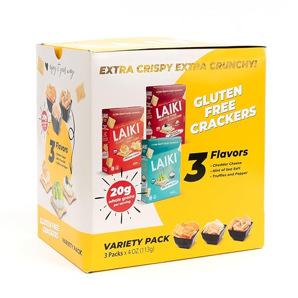 GLUTEN FREE CRACKERS (VARIETY PACK OF 3) CHEDDAR...