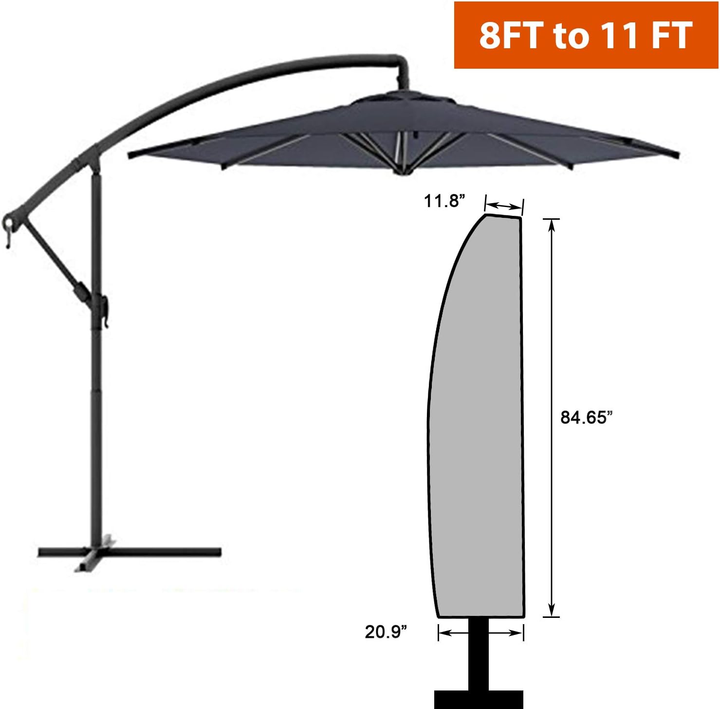 Aok Garden Outdoor Umbrella Covers Offset Patio Oxford Fabric Waterproof Covers For 8 To 11 Ft Umbrella Grey Patio Lawn Garden Umbrellas Shade