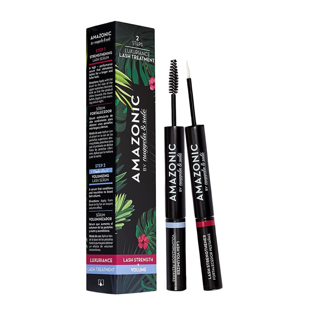 Nuggela & Sulé AMAZONIC Eyelash Strengthening + Volumizing Serum 3ml + 3ml. With Active Ingredients That Boosts And Enhances The Growth Of Eyelashes. Increases Their Density And Pigmentation , 6 millilitre