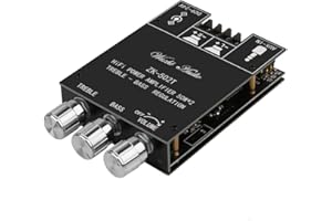 ARRAROWN ZK-502T Power Amp Bluetooth 5.0 Audio Amplifiers Board 2.0 Channel 50W+50W AUX BT DC12-24V Mini Stereo Amplifier Module with Treble and Bass for DIY Home Speakers