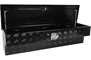 Aikosin 48 Inch Side Mount Tool Box Aluminum Black Pickup Truck Bed Storage, Waterproof Side Truck Box with Lock and Key for RVs, ATVs, Trailer & Truck (48"x8"x12.5")