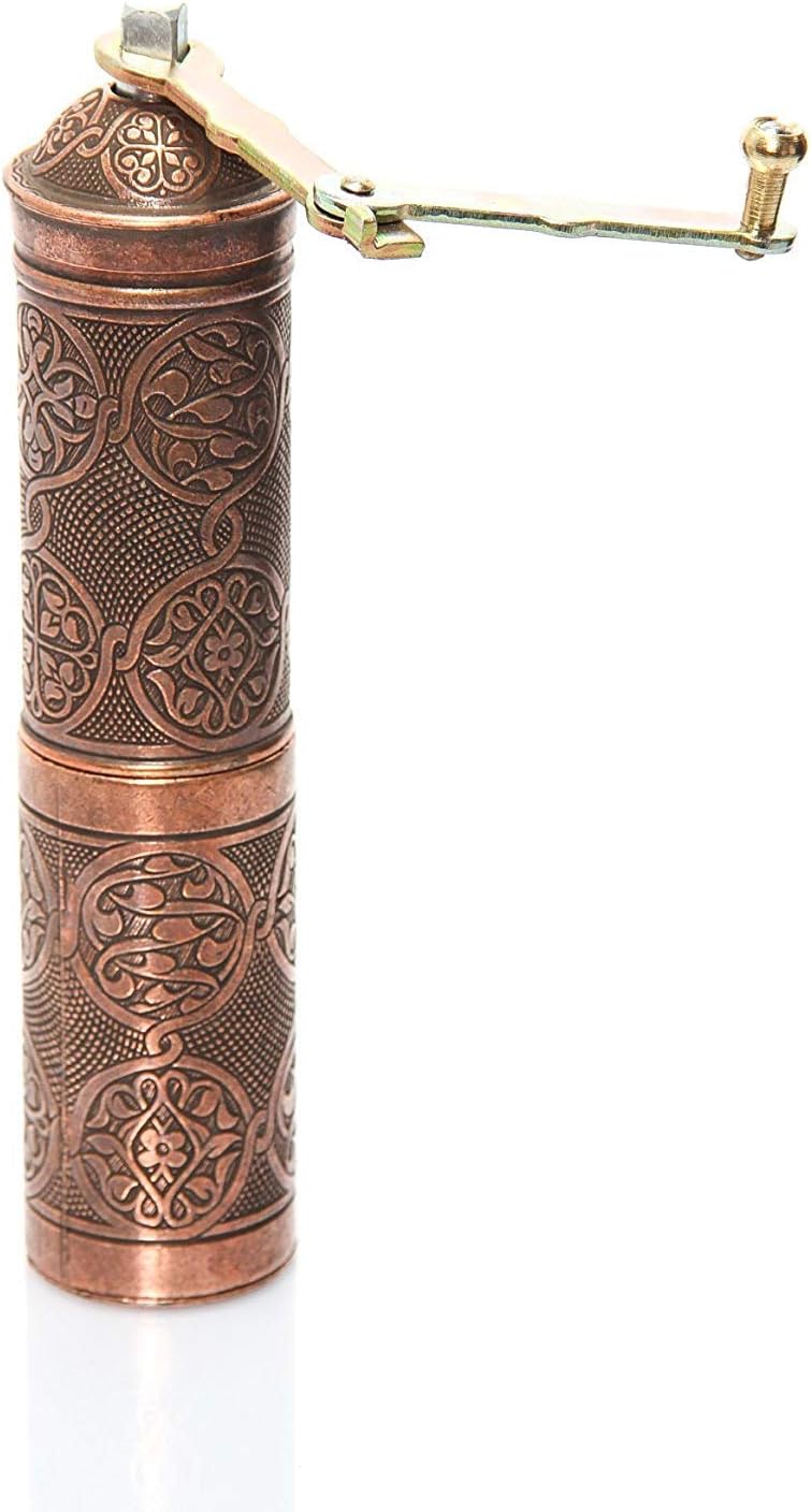 Turkish Handmade Copper Coffee Salt Pepper Spice Grinder Mill (22cm, Copper)
