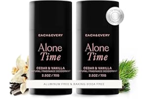Each & Every Aluminum Free Deodorant for Men & Women, Cedar & Vanilla - All Natural Deodorant for Sensitive Skin, EWG Verified - Clean, Baking Soda Free, Plant-Based Fragrance - 2.5oz, 2 Pack