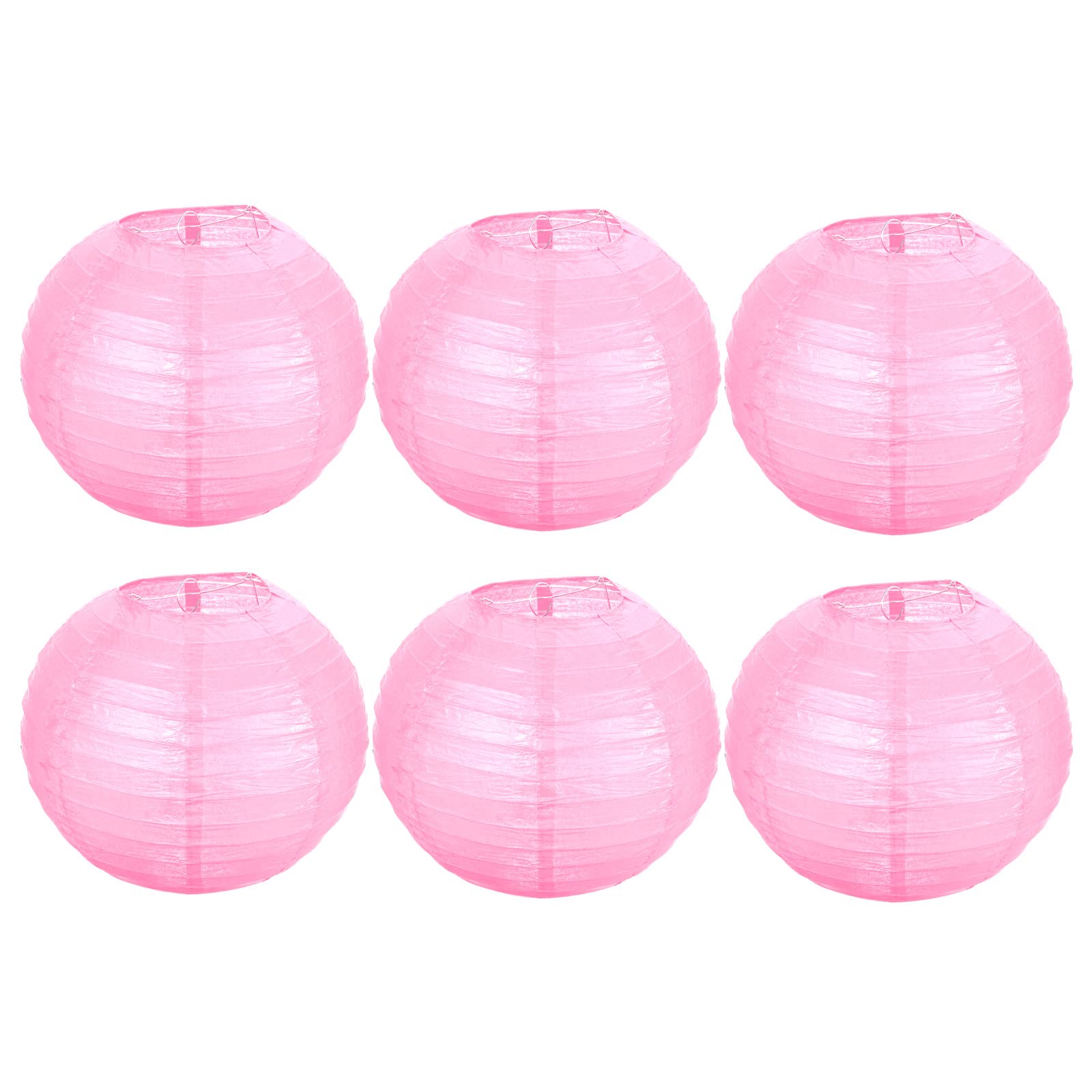 PATIKIL 10 Inch Paper Lanterns, 6 Pack Round Folding Hanging Lamp Shade for Wedding Home Party Festival Celebration, Pink