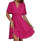 Dokotoo Women's Dress 2025 Summer Deep V Neck Elegant Ruffle Mini Dress Waist Dresses S-2XL