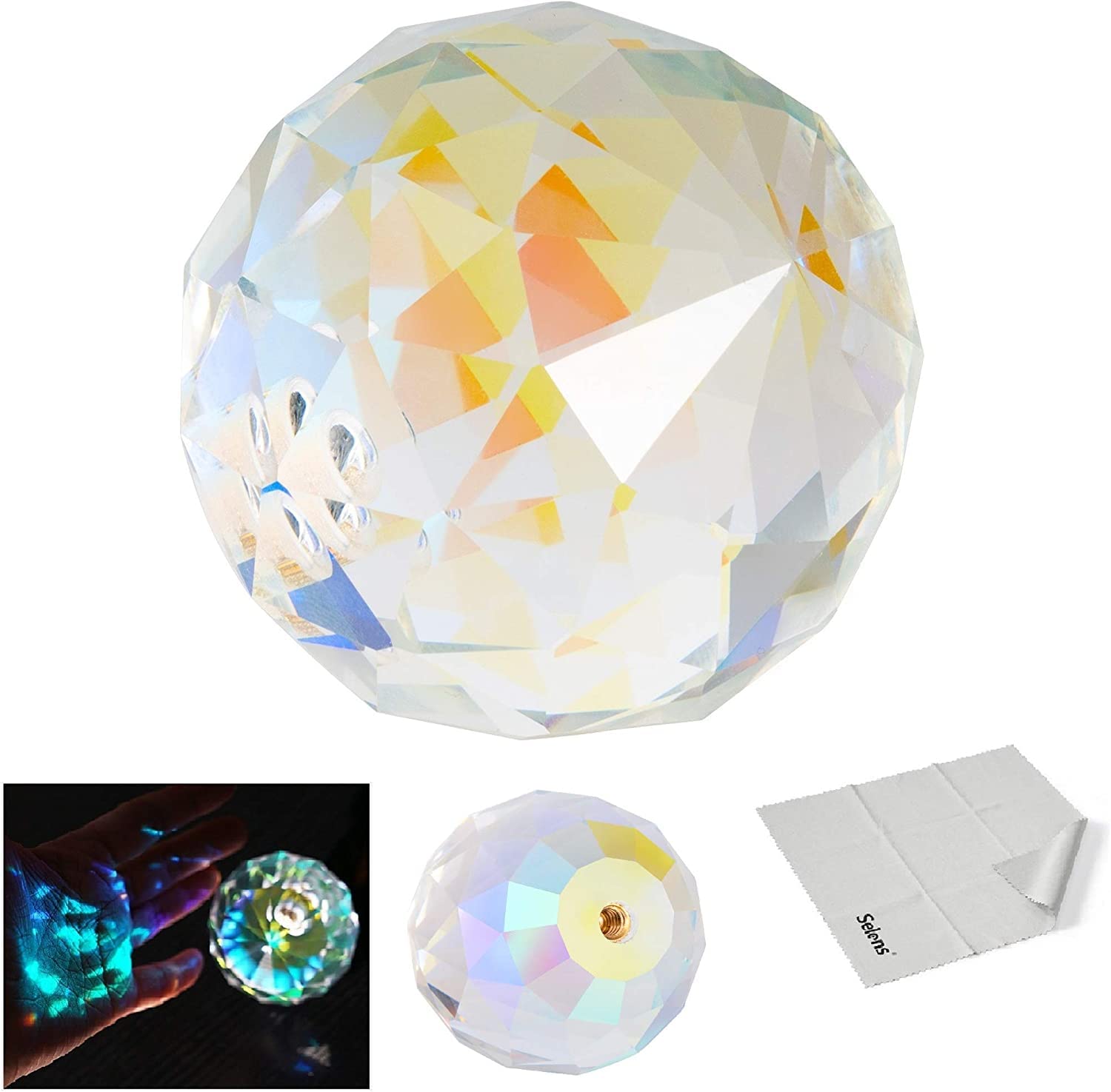 Selens Sphere Prism Photography Crystal Glass Ball Optical Plating Professional with 1/4" Hole, Create Light Rainbow Effect for Gifts Camera Lens Photo Studio Teaching Light Spectrum Photographer