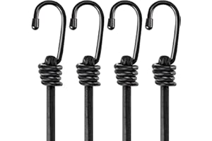Ztowoto Premium Bungee Cords with Hooks 24 Inch， Extra Strong Black Elastic Cord for Outdoor, Weatherproof， Tarp Covers, Canv