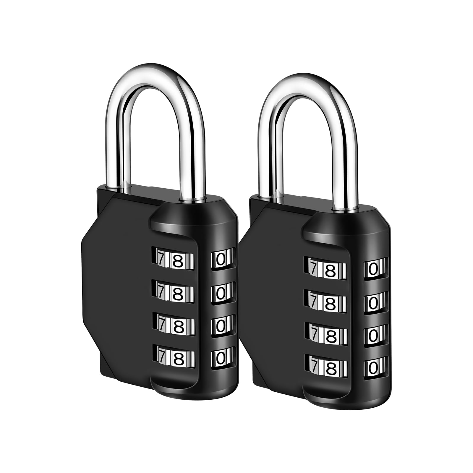 NAGE 4-Digit Combination Padlock with Resettable Code | Heavy Duty Outdoor Padlock for Gym, School Lockers, Toolbox, Gate, Shed & Garage | Weatherproof Number Lock (2P, Black)