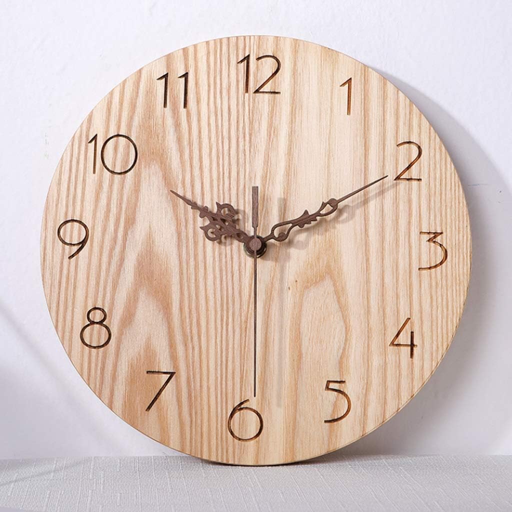 Gly Black Walnut Wall Clock Silent 12 Wall Clocks Non Ticking Quartz Clock Decoration For Bedroom Living Room Kitchen Color White Wax Wood C Amazoncouk Kitchen Home