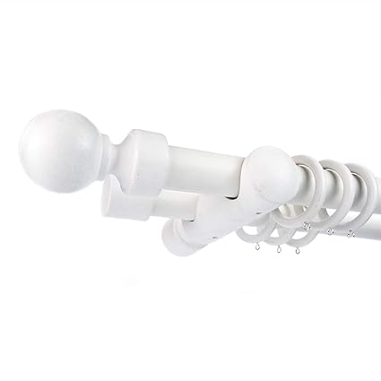 Ianpav Double Wooden Curtain Pole Modern 150 Cm 59 05 White