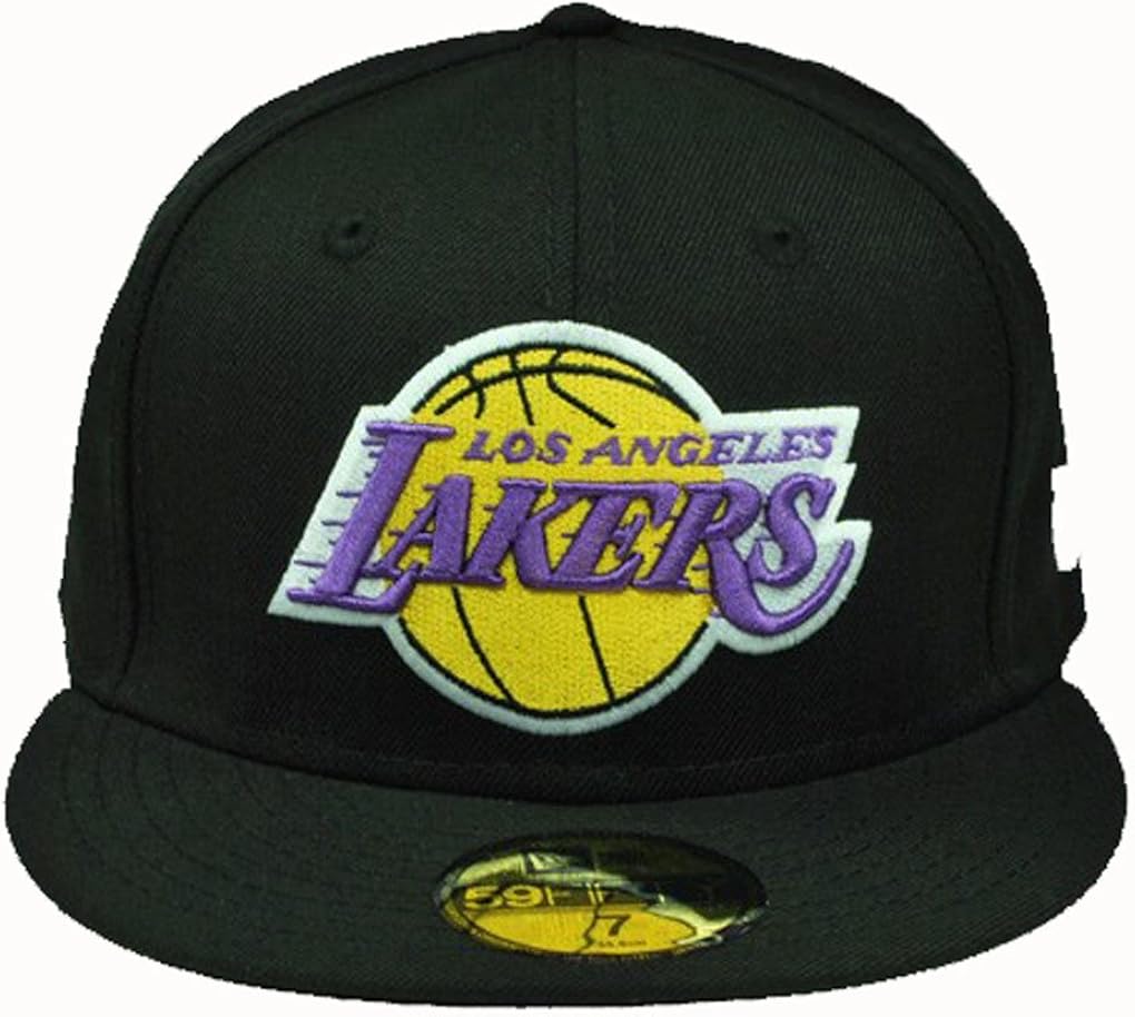 Amazon Com New Era 59fifty Fitted Hat Los Angeles Lakers Hwc Basic Nba Cap Men Size Black 7 1 4 Sports Fan Baseball Caps Clothing