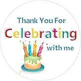 Cwzidyq 120 Pcs Thank You Stickers, 2 Inch Thank You for Celebrating with Me Stickers, Party Favors Labels for Birthday, Anniversaries, Envelope Seals (Cake)