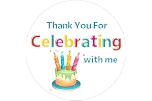 Cwzidyq 120 Pcs Thank You Stickers, 2 Inch Thank You for Celebrating with Me Stickers, Party Favors Labels for Birthday, Anniversaries, Envelope Seals (Cake)