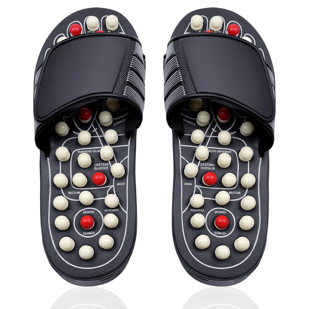 ACWOO Acupressure Slippers Sandals Women and Men, Massage Slippers, Acupoint Foot Massage Slipper with Removable Rotating Acupuncture Points, Reflexology Sandals for Pain and Circulation, Size 38-39