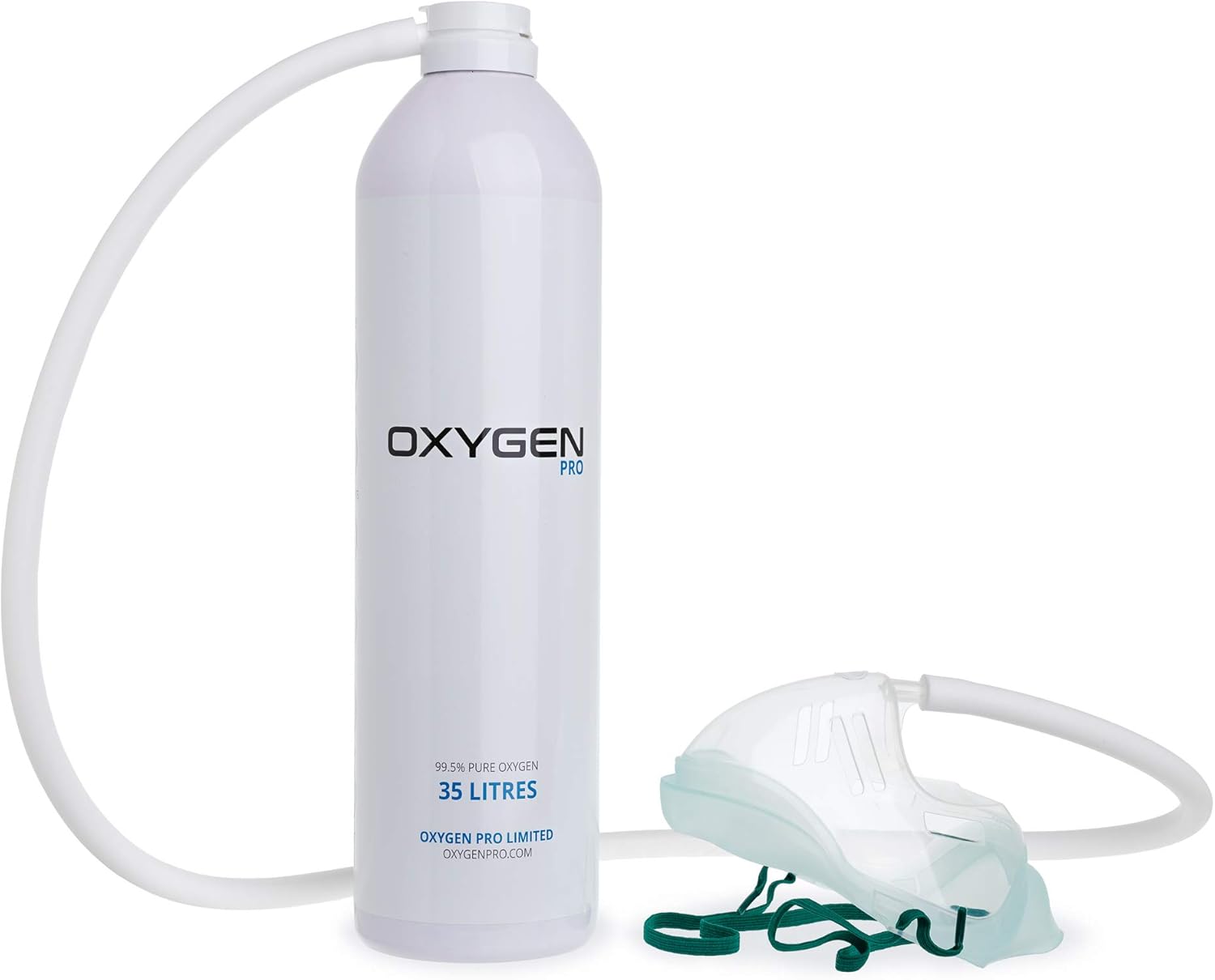 OXYGEN PRO Supplemental Oxygen White Canister with Tube and Mask 99.5