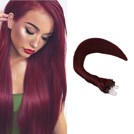 Dream G Remy Micro Loop Hair22inch Long 99j Wine Red Color Mirco