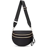 Pure Colour Crossbody Bum Bags for Women Spacious Checkered Cross body Bag Nylon Trendy Fanny Pack for Travel