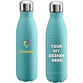 Personalized Custom Water Bottles 17oz Stainless Steel Double Wall Insulated Leakproof Cups for Sports Outdoors With Colorful Text Logo Print in USA