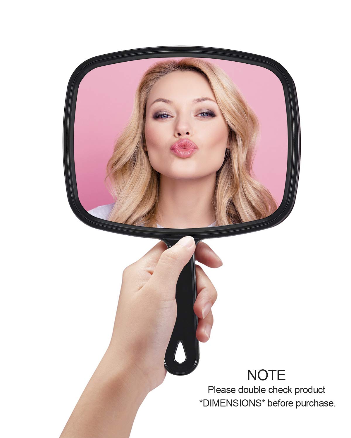 Gladmart Hand Mirror Salon Barber Hairdressing Handheld Mirror with Handle(Square Black): Beauty